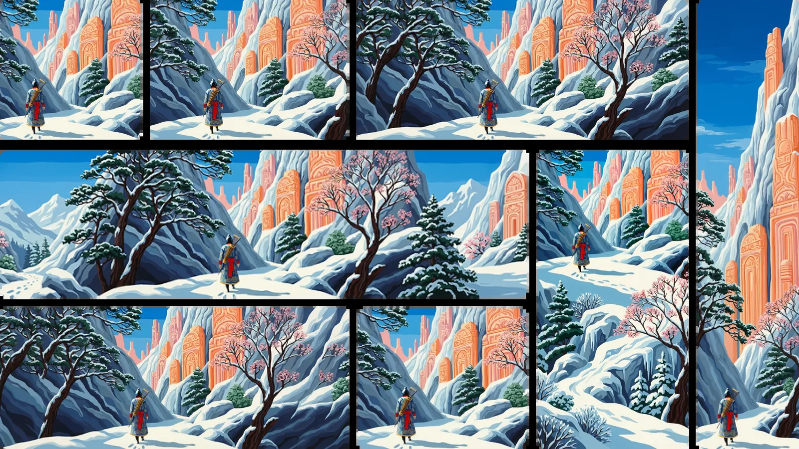 A wide illustrated landscape